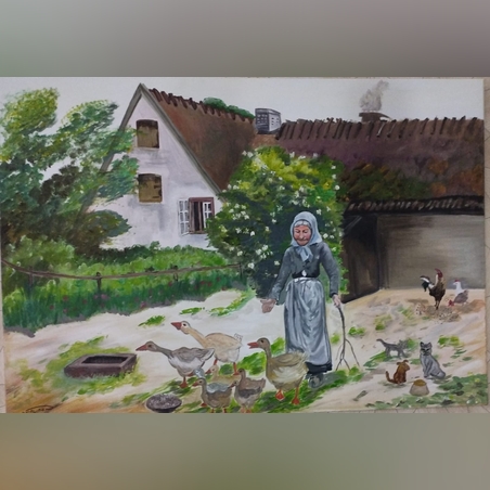 החיים של פעם ­אקריליק על קנבס