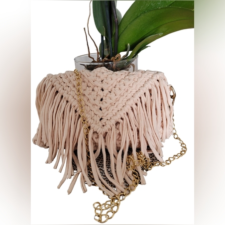 תיק מעטפת ורוד סרוג