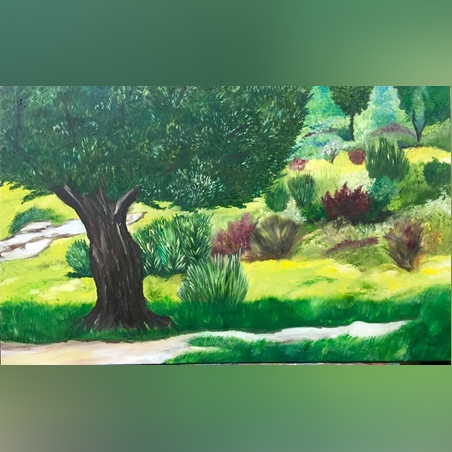 עץ זית שמן על קנבס