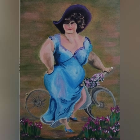 דוגמנית ­אקריליק על קנבס