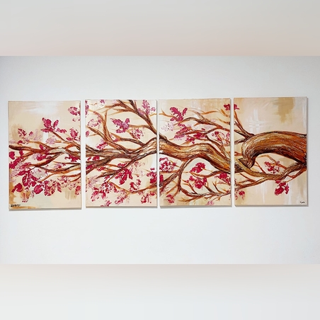 צמיחה בהמשכים - 4 ציורי אקריל על קנבס