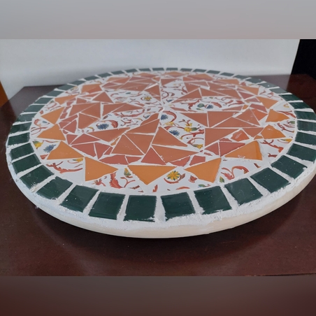 תחתית מסתובבת lazy suzy מפסיפס בגוונים כתומים