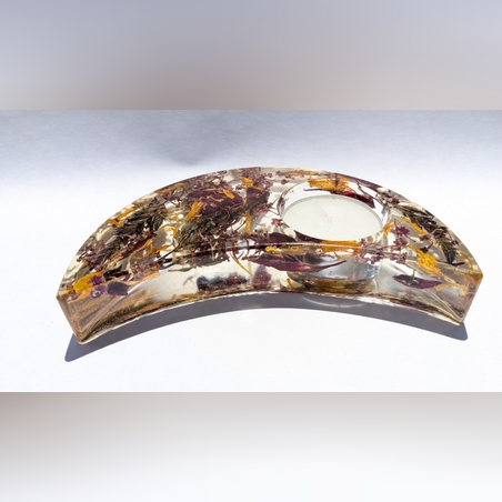 פמוט מאפוקסי חצי ירח-פרחי לבנדר