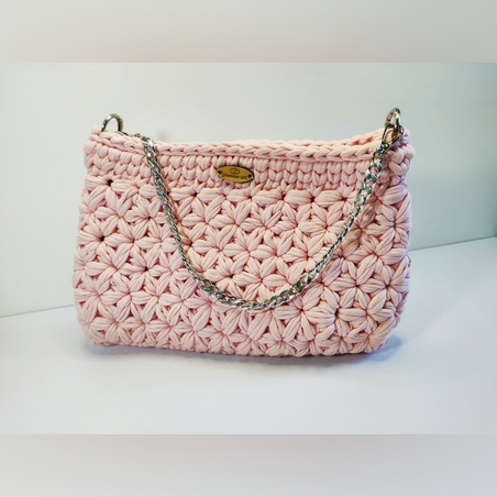 תיק סרוג כוכבים ורוד בייבי