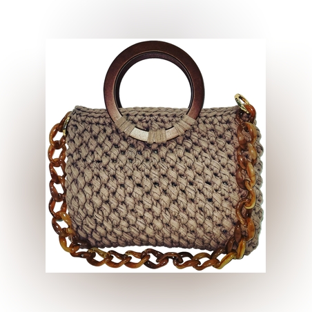 תיק סרוג חום אפור