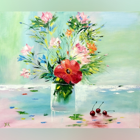 פרחי הקיץ ציור שמן על קנבס