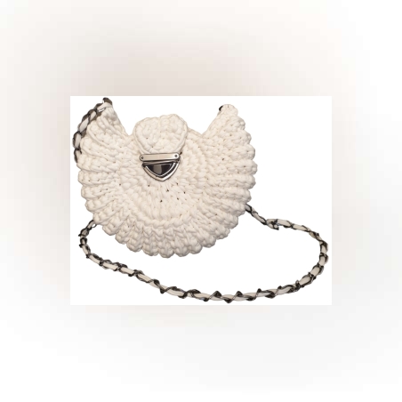 תיק ערב לבן עגול עם סוגר ס