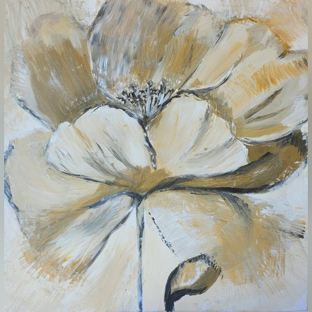 ציור אקריל על קנבס מתוח - פרחי זהב