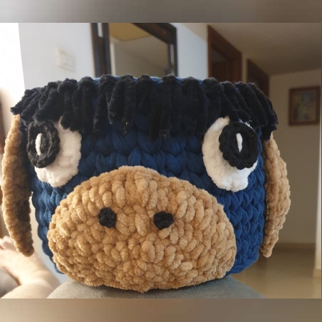 סלסלה סרוגה כלב מחוטי טריקו בעבודת יד