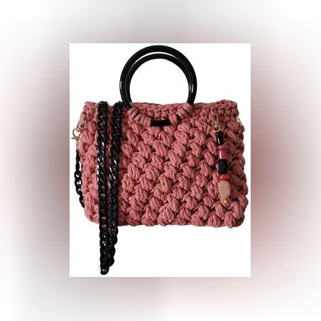 תיק ורוד סרוג