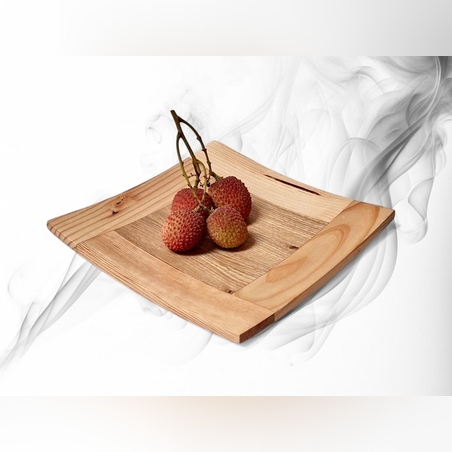 צלחת הגשה מרובעת בסגנון יפני מעץ מלא