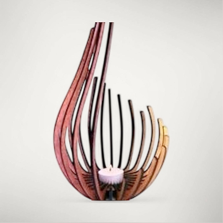 מעמד לנר מעץ דמוי להבה