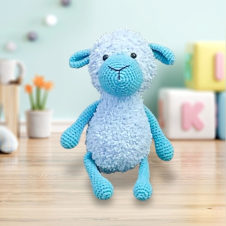 כבשה תכולה מהממת סרוגה בעבודת יד