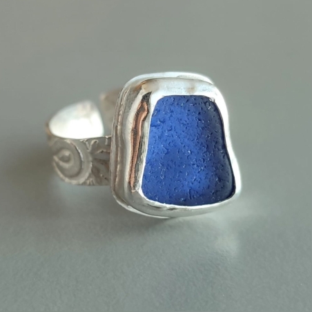 טבעת כסף סטרלינג- כחול 7.5