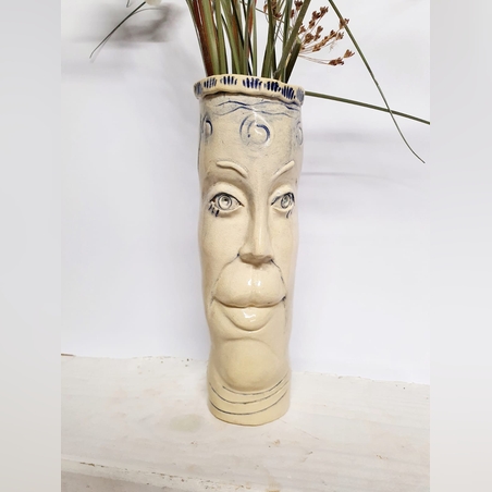 אגרטל קרמיקה גלילי עבודת יד