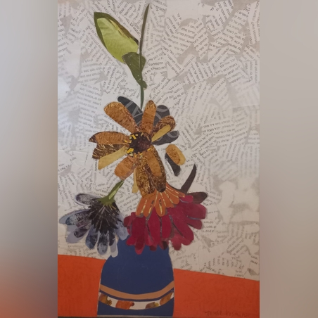 פרחים באגרטל- הדפס תמונת קולאז'