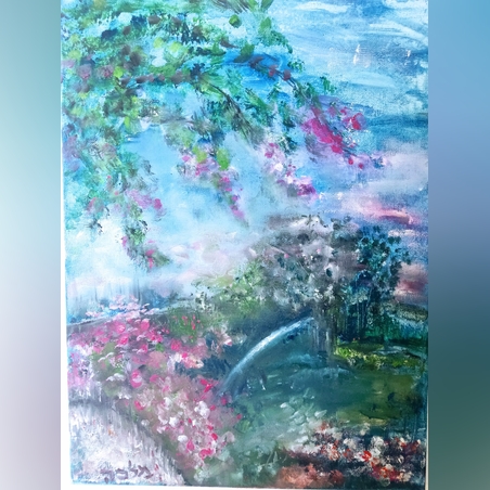 פריחה שמן על קנבס