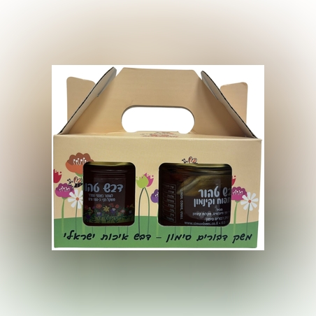 מארז תפוח בדבש - קטן: דבש טהור 150 גר + דבש עם תפוח עץ וקינמון 140 גר