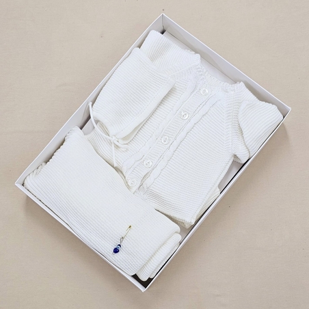 מארז סט סרוג  NB - שמנת