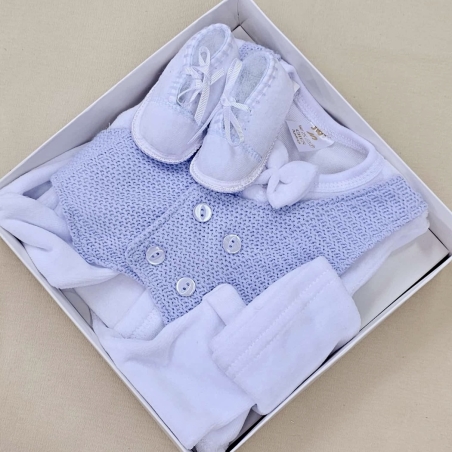 סט ווסט סרוג ניובורן - תכלת