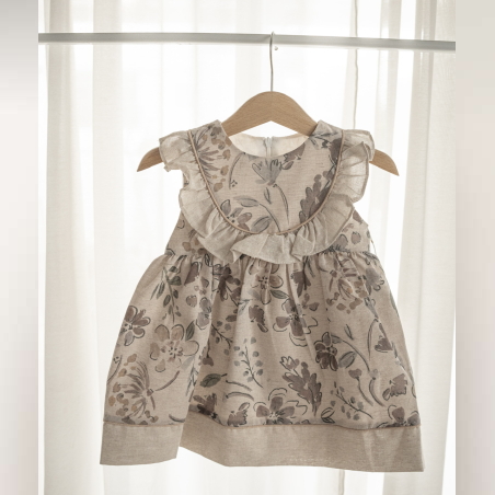 שמלה פרחונית עלים - פרינט כהה