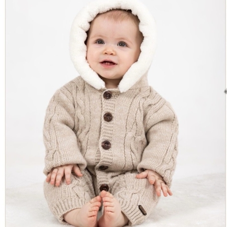 אוברול פרווה סרוג- בז