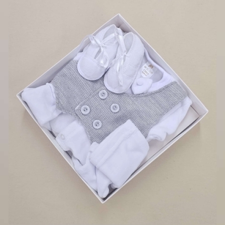 סט ווסט סרוג ניובורן - אפור