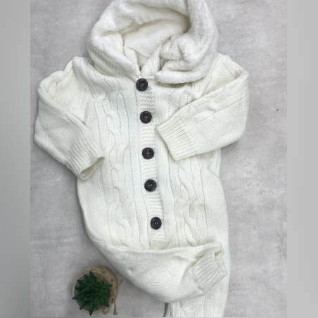 אוברול פרווה סרוג- שמנת