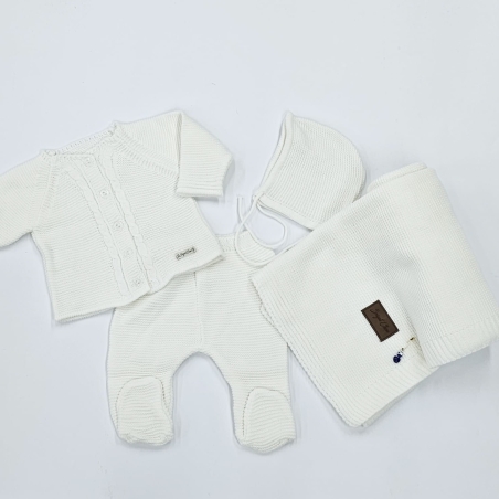 מארז סט סרוג  NB - שמנת