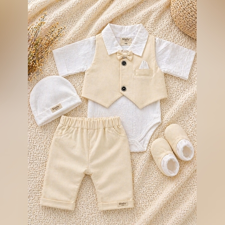 מארז חליפת ברית כיס  - ווסט שמנת