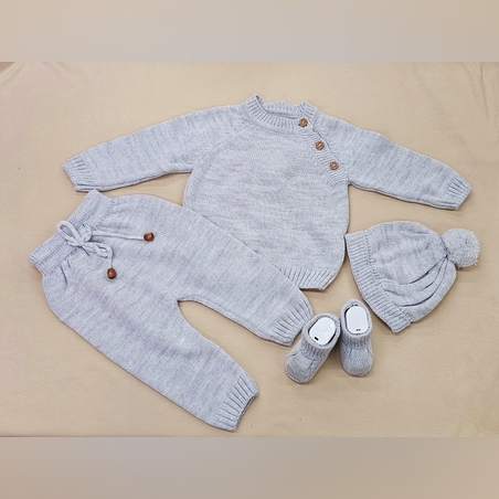 מארז סט סרוג כפתורים -  אפור