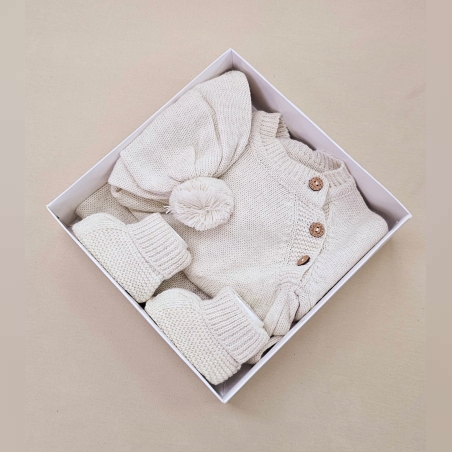 מארז סט סרוג כפתורים -  בז