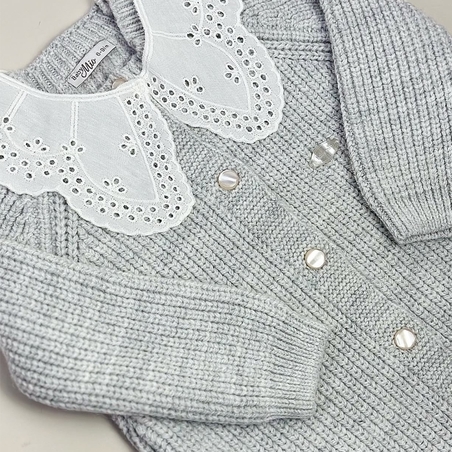 אוברול סרוג תחרה - אפור