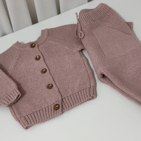 חליפה סרוגה חורפית - ורוד