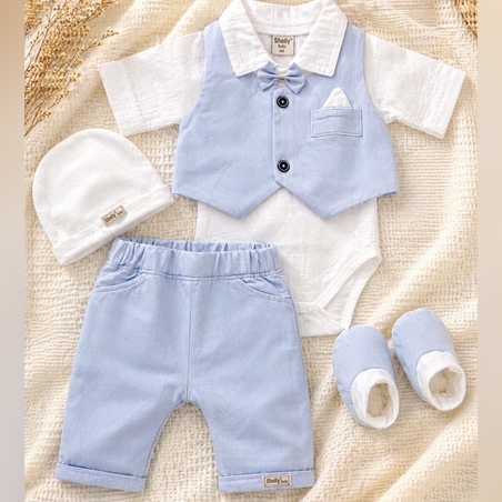 מארז חליפת ברית כיס  - ווסט תכלת