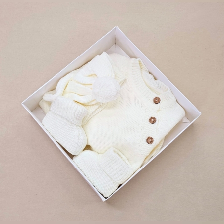 מארז סט סרוג כפתורים - שמנת