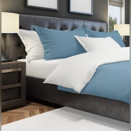 סט מצעים מיקס אנד מאץ תכלת לבן