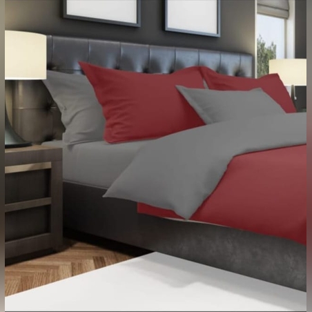 סט מצעים מיקס אנד מאץ בורדו אפור