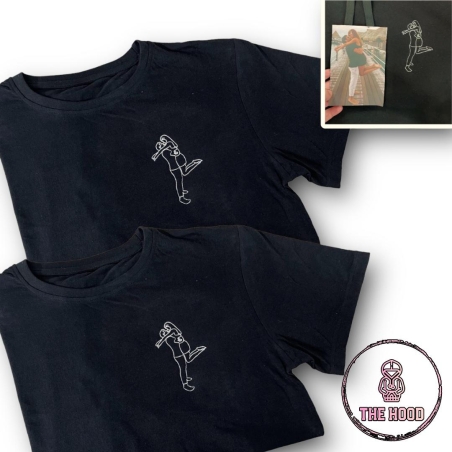 זוג חולצות טישרט עם רקמת תמונה