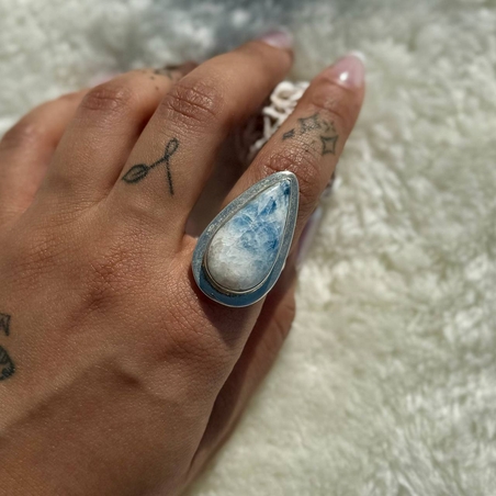 טבעת אופל כחולה פרואנית 6.5 I