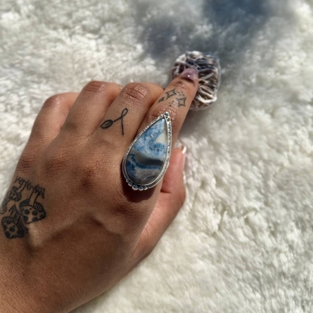 טבעת אופל כחולה פרואנית 7.5