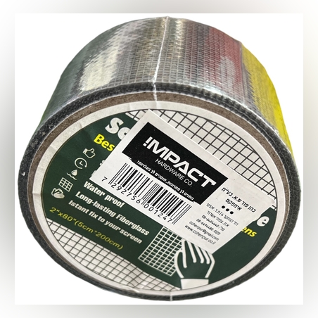 רשת פיבר לתיקון חירום לחלונות צבע אפור בעובי 5 ס״מ באורך 2 מטר