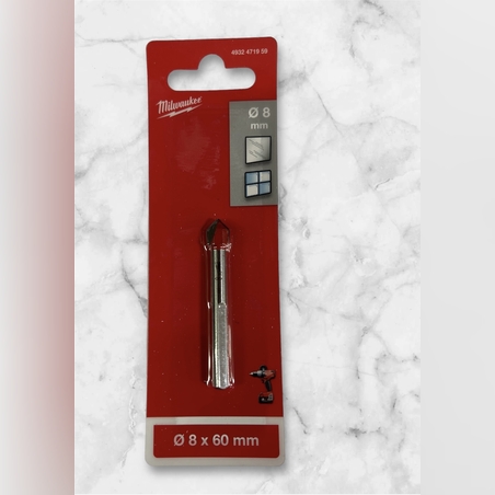 מקדח זכוכית ואריחים בגודל 8x60mm