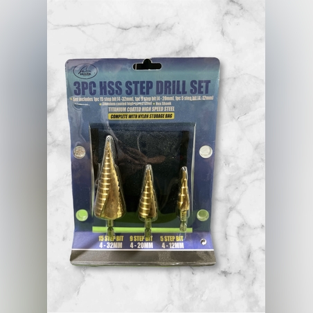 סט מקדחים מדורגים ספירלי 3