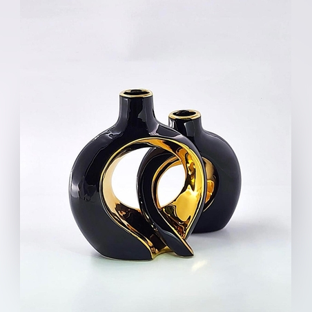 אגרטל משולב שחור זהב