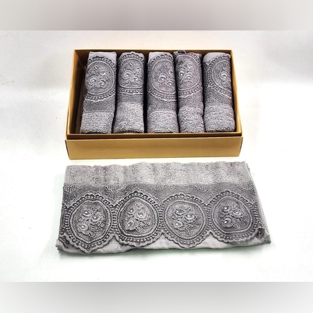 סט 6 מגבות ידיים תחרה