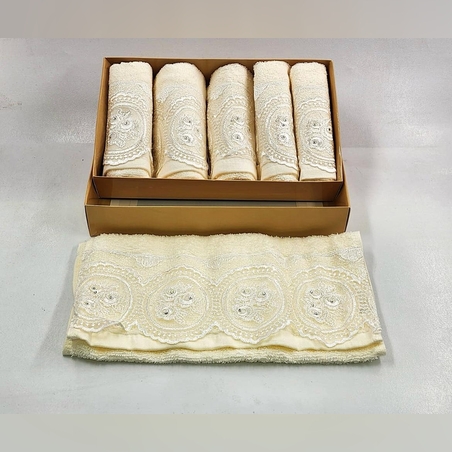 סט 6 מגבות ידיים תחרה