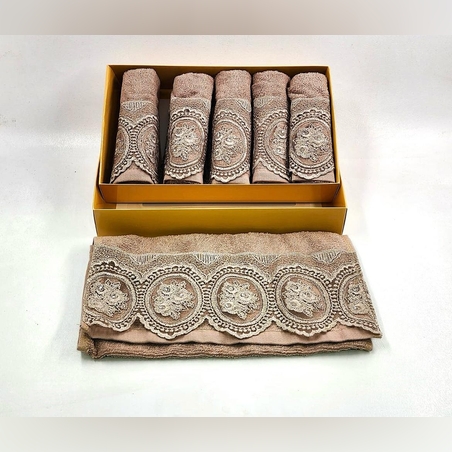 סט 6 מגבות ידיים תחרה