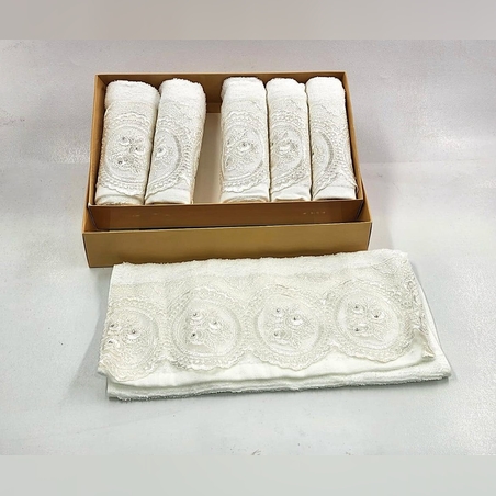 סט 6 מגבות ידיים תחרה