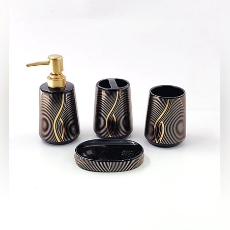 סט אמבטיה מפואר שחור זהב